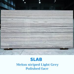 Melon Striped Light Grey Marble Slabs