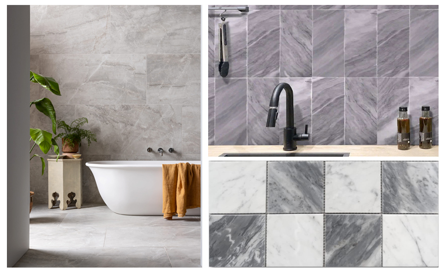 Bathrooms with Grey Marble Tiles