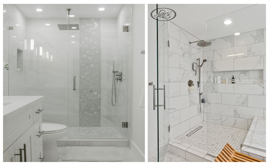 Bathrooms with Small Marble Tiles 