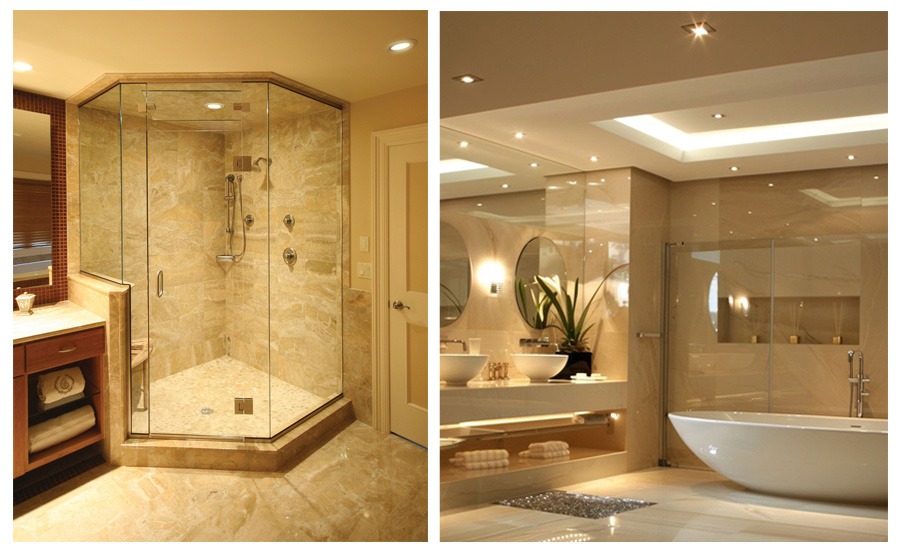 Bathrooms with yellow Marble Tiles